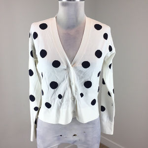 New Ann Taylor XXS XS White Black Polka dot cardi